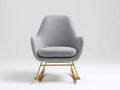 Sedia a dondolo - Tessuto - Metallo - Legno - 83x90x80 cm - Grigio chiaro-Oro-Legno naturale - Contemporaneo