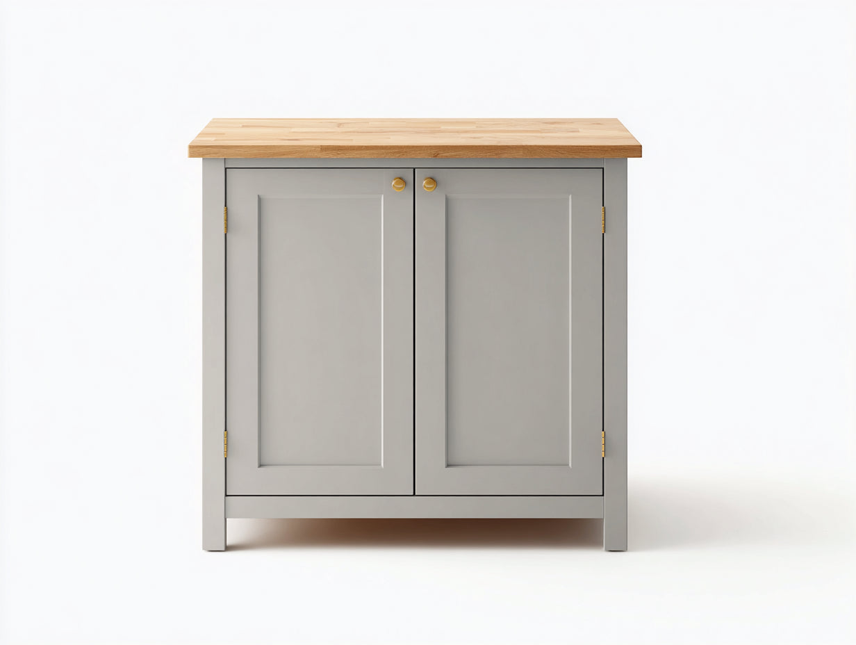 Credenza - legno - 90x40x84 cm - grigio perla-rovere miele - classico