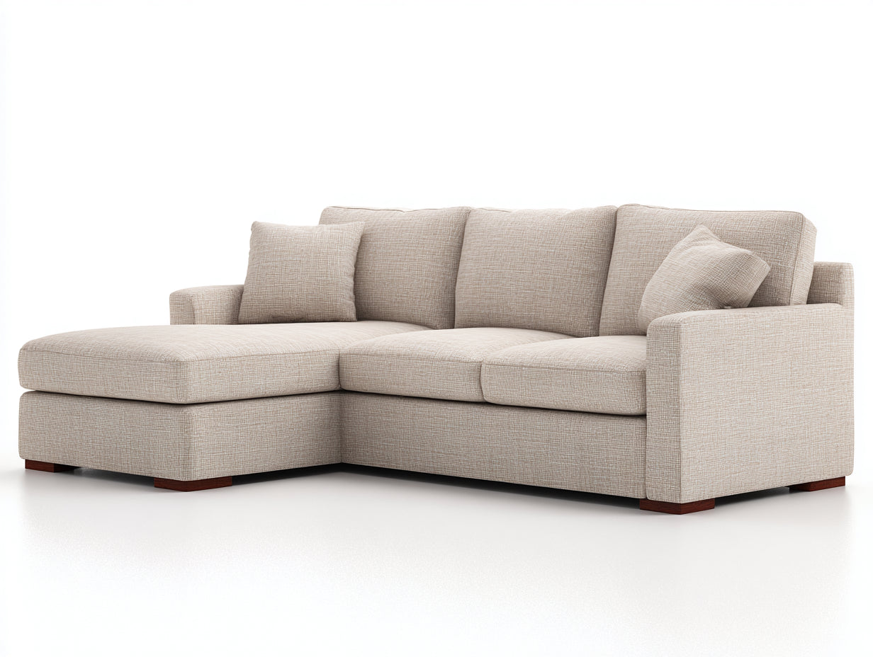 Divano angolare - Tessuto-Legno - 276x168x86 cm - Beige - Scandinavo
