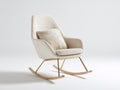 Sedia a dondolo - Tessuto - Metallo - Legno - 87x96x84 cm - Avorio-Oro-Legno chiaro - Elegante