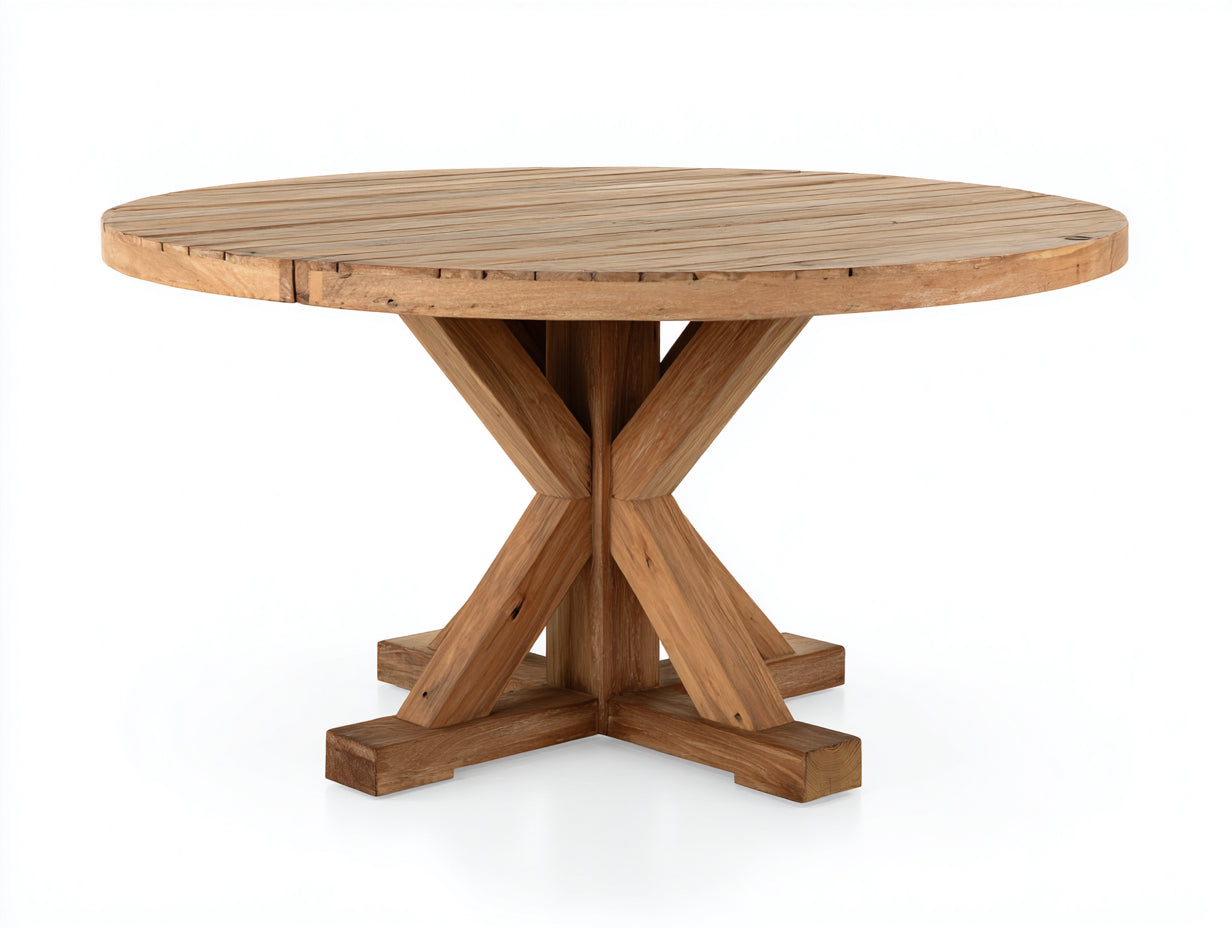 Tavolo da giardino - legno - 130x130x75 cm - marrone chiaro - rustico