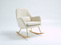 Sedia a dondolo - Tessuto bouclé - Metallo - Legno - 85x93x82 cm - Bianco crema-Oro-Legno chiaro - Scandinavo
