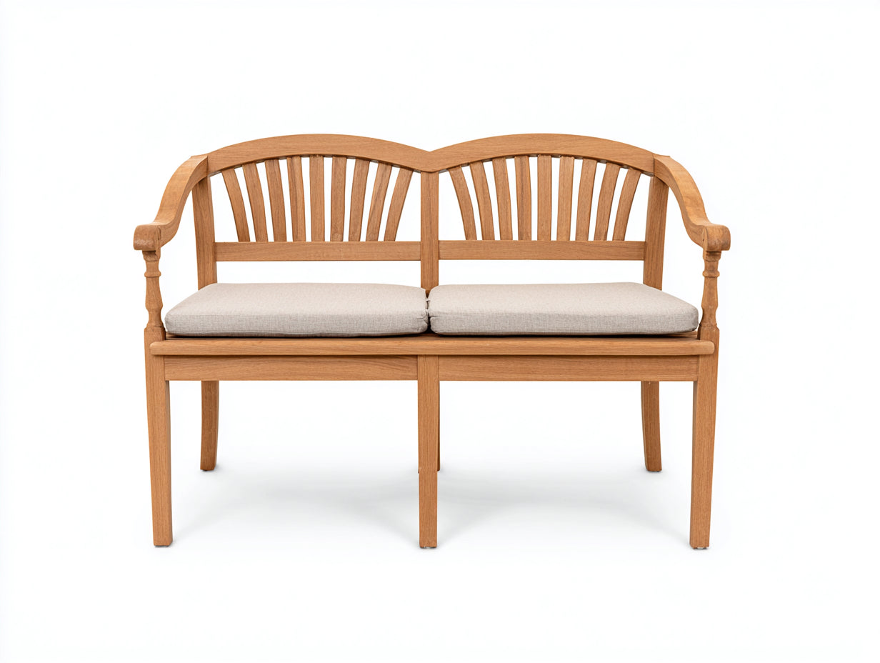 Panche da giardino - legno - tessuto - 160x64x88 cm - marrone chiaro-crema - vintage