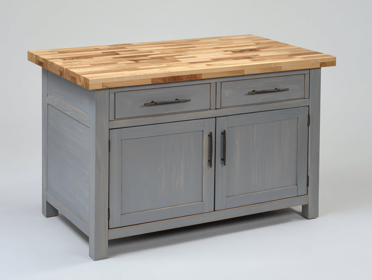 Credenza - legno - 135x55x90 cm - grigio polvere-rovere naturale - country
