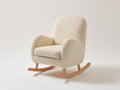 Sedia a dondolo - Tessuto bouclé - Legno - 87x94x88 cm - Crema-Legno naturale - Classico moderno