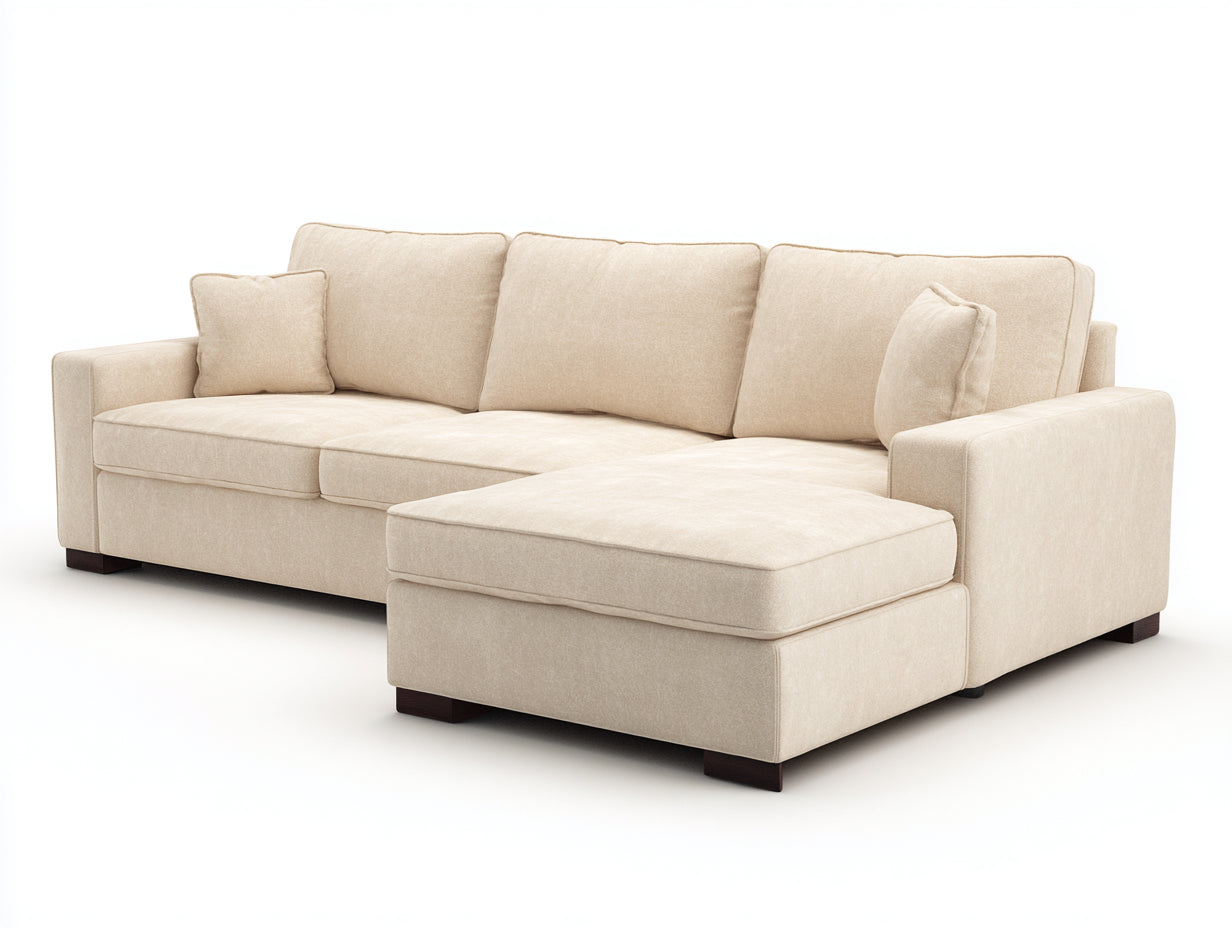 Divano angolare - Tessuto-Legno - 272x164x84 cm - Beige chiaro - Moderno