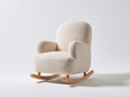 Sedia a dondolo - Tessuto bouclé - Legno - 89x96x90 cm - Avorio-Legno naturale - Morbido contemporaneo