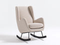 Sedia a dondolo - Tessuto bouclé - Metallo - Legno - 86x95x105 cm - Beige-Nero - Moderno