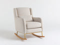 Sedia a dondolo - Tessuto - Metallo - Legno - 90x97x101 cm - Beige chiaro-Oro-Legno naturale - Elegante
