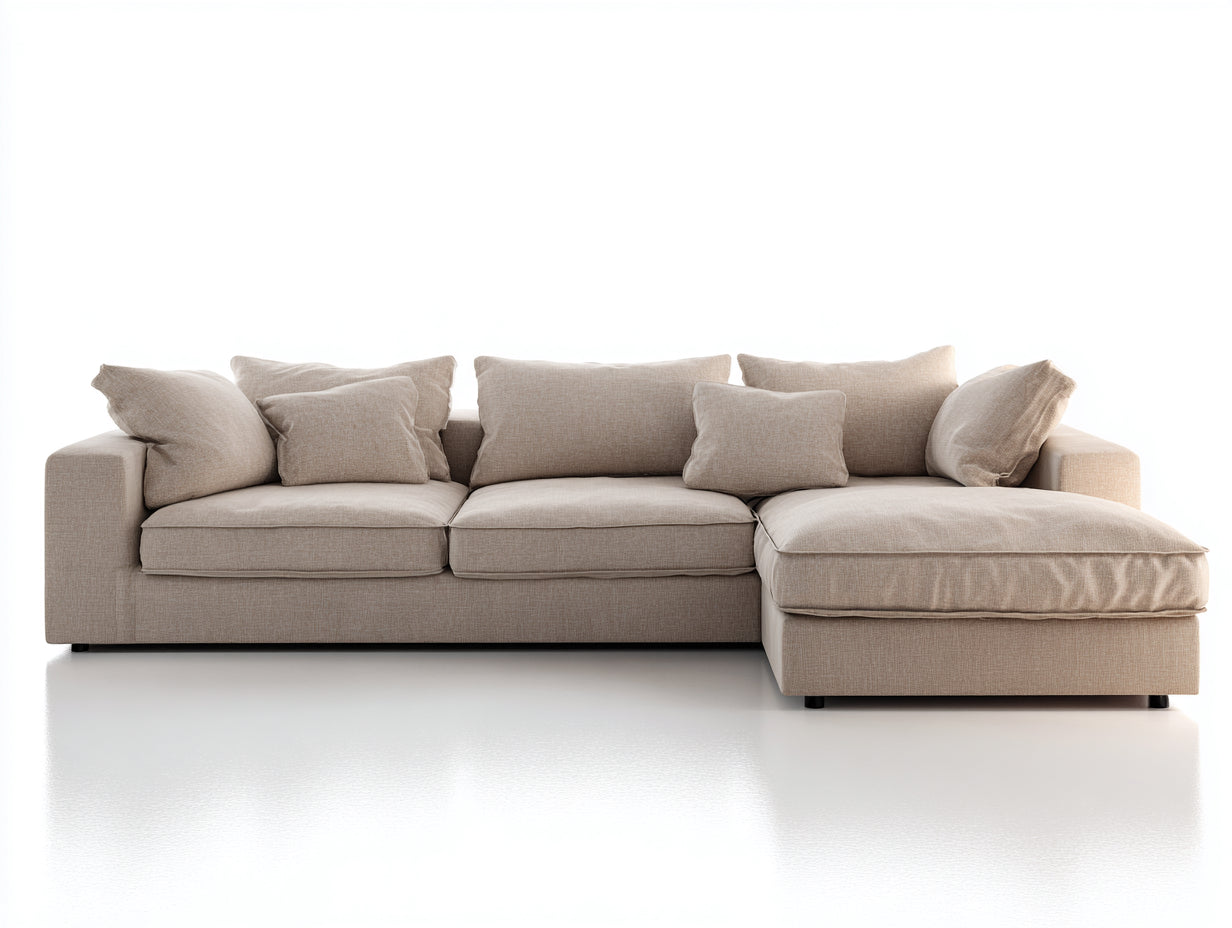 Divano angolare - Tessuto - 292x175x88 cm - Tortora chiaro - Casual