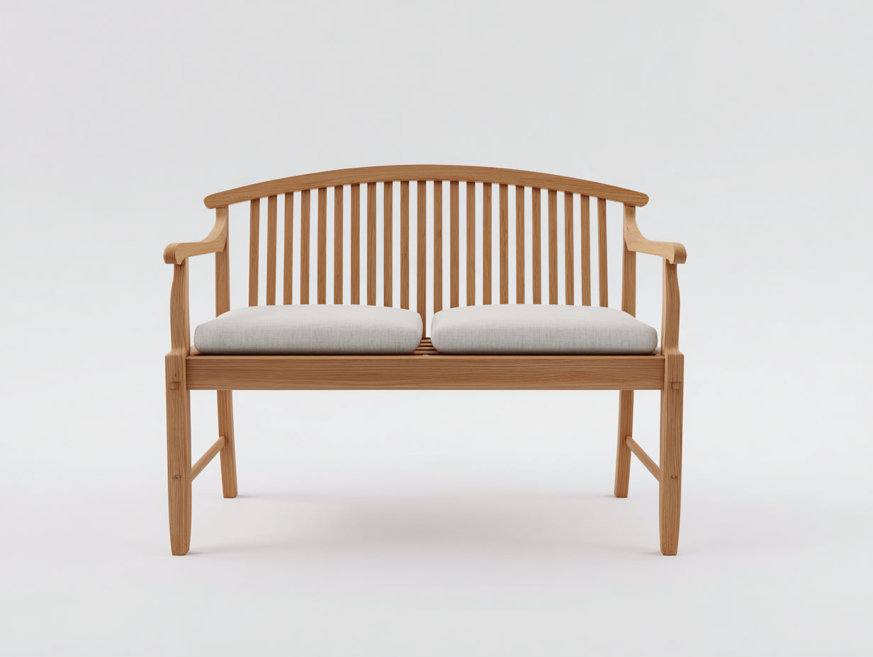 Panche da giardino - legno - tessuto - 148x61x86 cm - miele-crema - classico