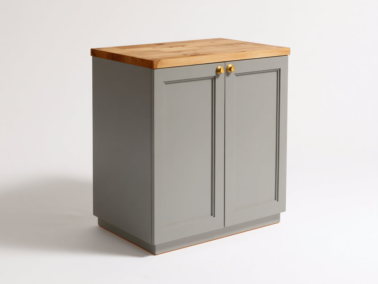 Credenza - legno - 88x40x85 cm - grigio tortora-rovere naturale - classico moderno