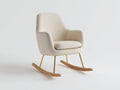 Sedia a dondolo - Tessuto bouclé - Metallo - Legno - 84x93x81 cm - Crema-Oro-Legno naturale - Scandinavo