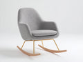 Sedia a dondolo - Tessuto - Metallo - Legno - 85x94x81 cm - Grigio-Oro-Legno naturale - Scandinavo