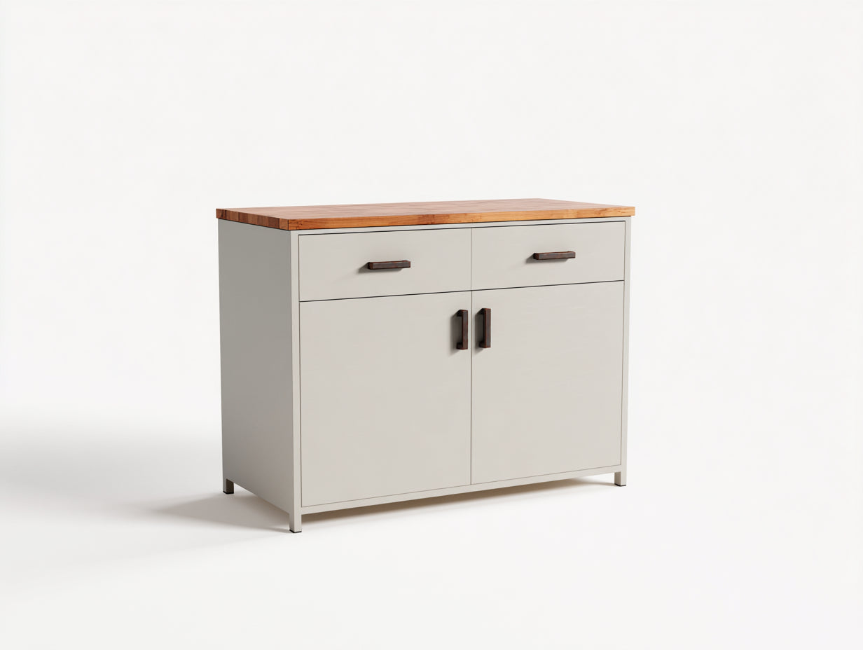Credenza - legno - 100x40x84 cm - grigio caldo-noce naturale - minimalista