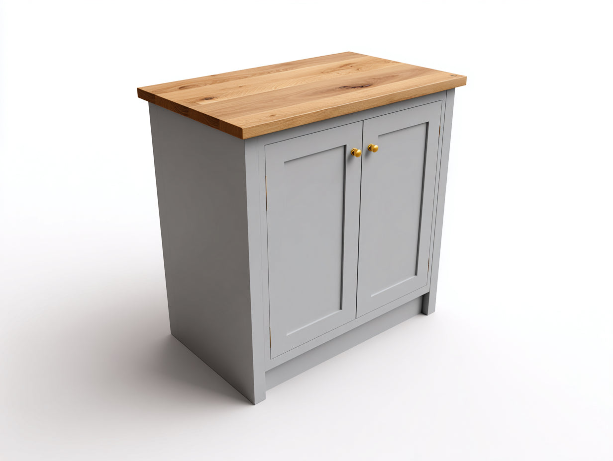 Credenza - legno - 92x42x86 cm - grigio chiaro-rovere miele - classico compatto