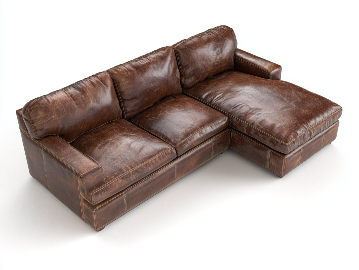 Divano angolare - Pelle - 270x164x84 cm - Marrone - Industriale
