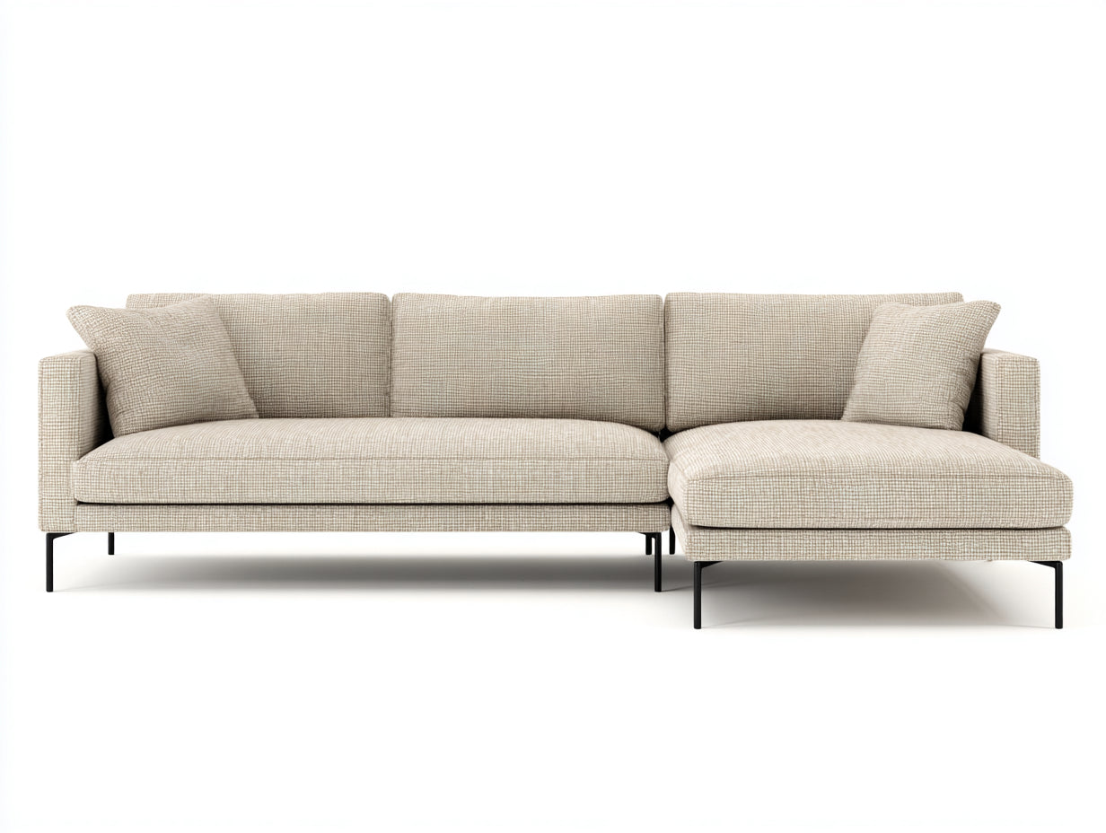 Divano angolare - Tessuto-Metallo - 284x170x82 cm - Beige chiaro - Moderno