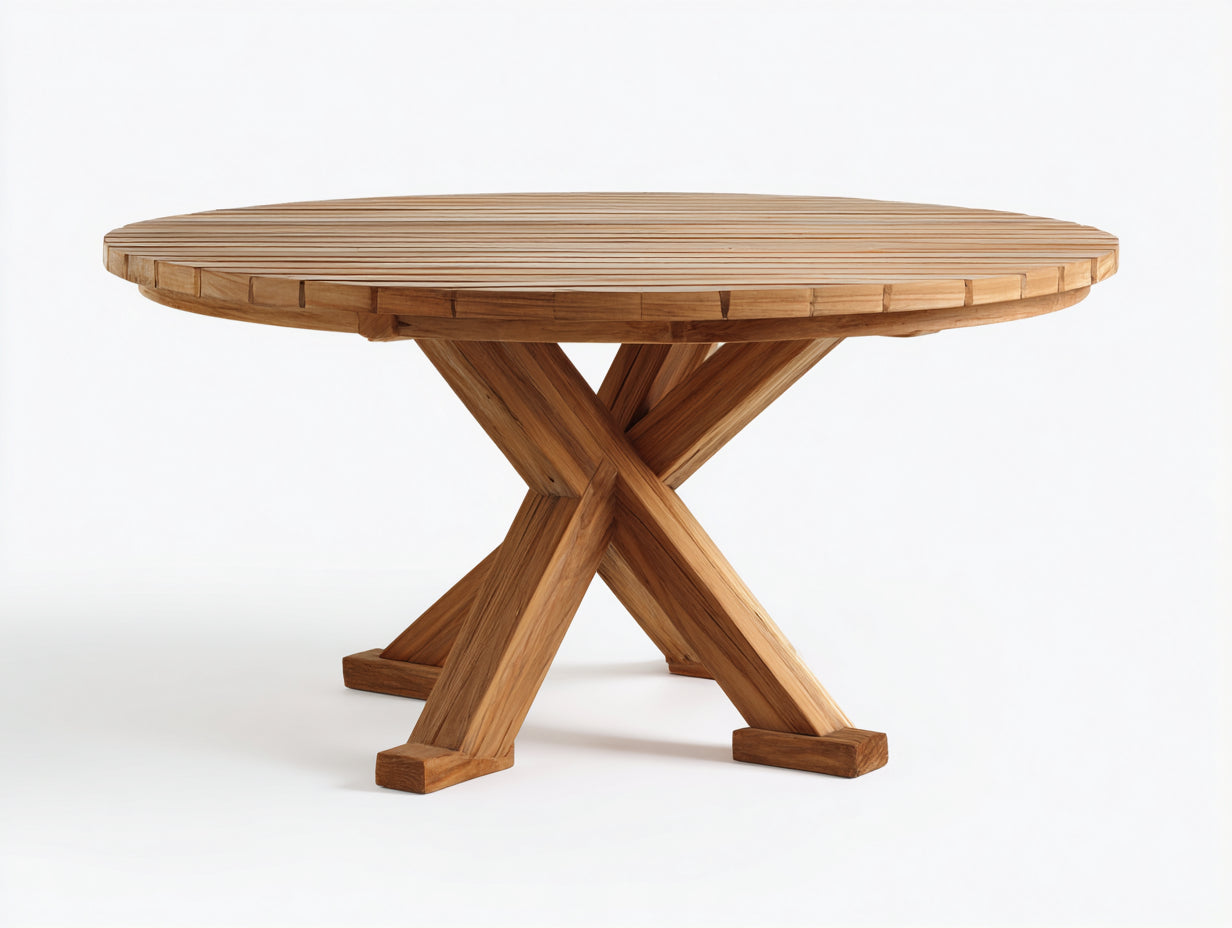 Tavolo da giardino - legno - 135x135x76 cm - miele - industriale rustico